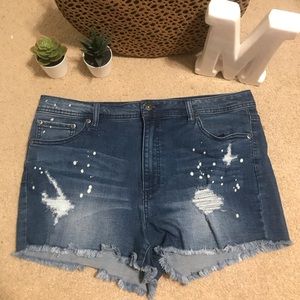 Splattered Jean Shorts